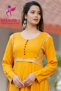 Yellow Trending Kurta Zari Work with Pink Rayon Dupatta - Yellow with Pink Dupatta